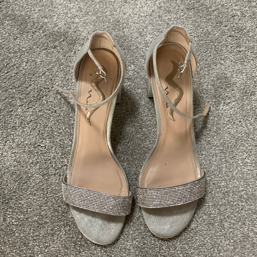 Silver sparkle heels